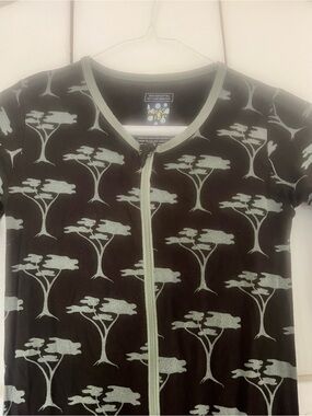 Kickee Pants Kids Black & Sage Tree-Print Zip Footed Full Pajamas Boy Unisex 12